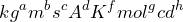 \begin{equation*} \begin{split} kg^a·m^b·s^c·A^d·K^f·mol^g·cd^h \end{split} \end{equation*}