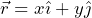 \begin{equation*}  \begin{split} \vec{r}=x  {\large \hat{\imath} }+y  {\large \hat{\jmath} } \end{split} \end{equation*}